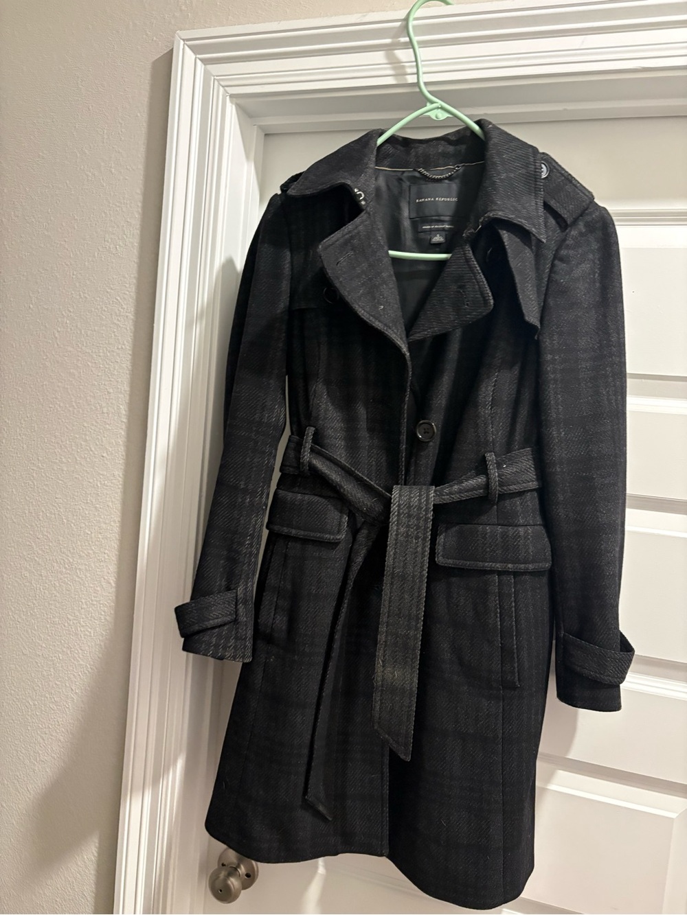 Banana Republic Black Belted Pea Coat